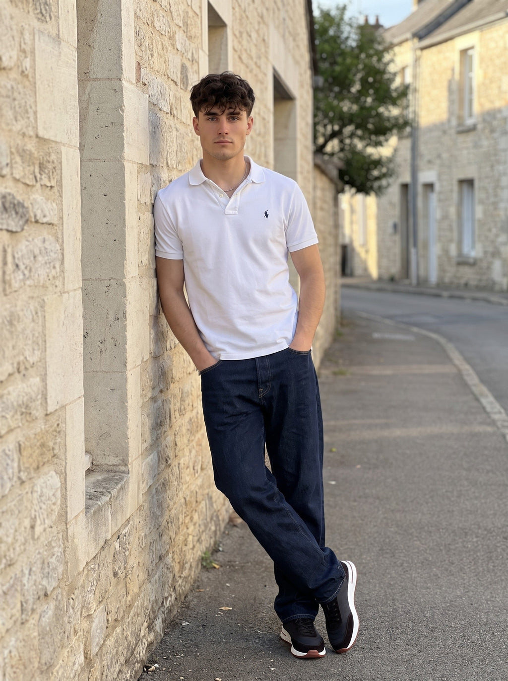Ralph Lauren polo wit gedragen door model