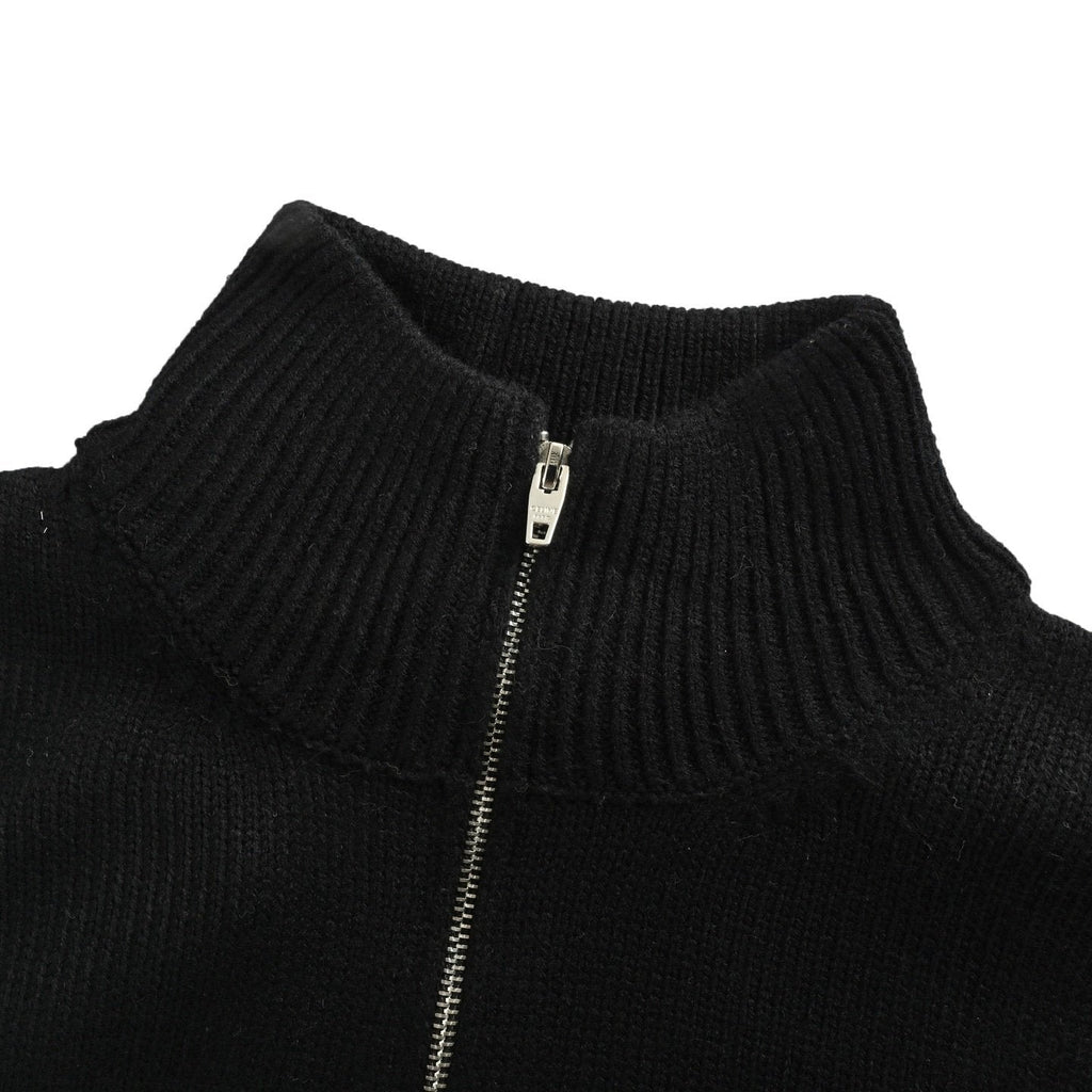 Celine Logo-Embroidered Wool & Cashmere Blend Half Zip Black – foto 5