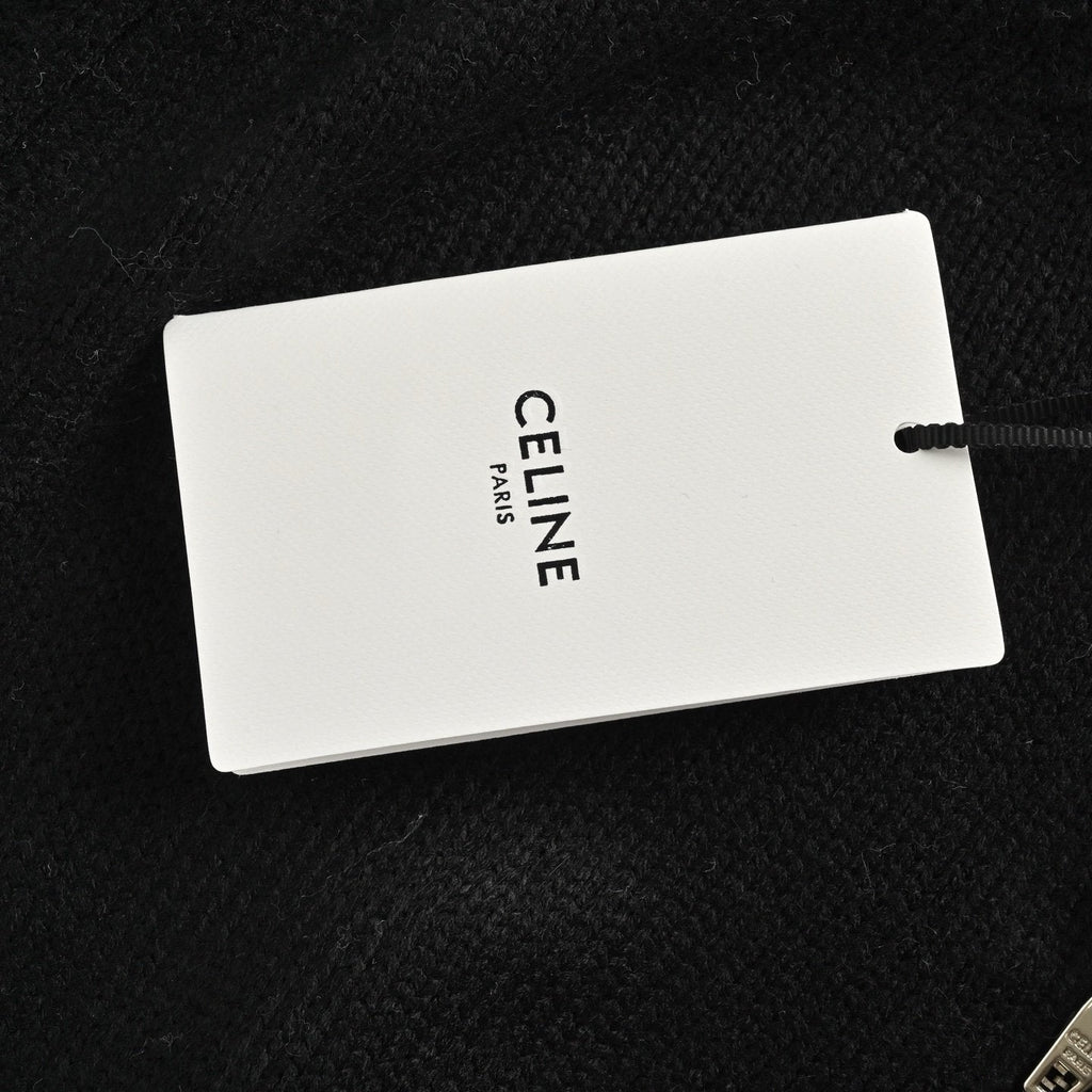 Celine Logo-Embroidered Wool & Cashmere Blend Half Zip Black – foto 7