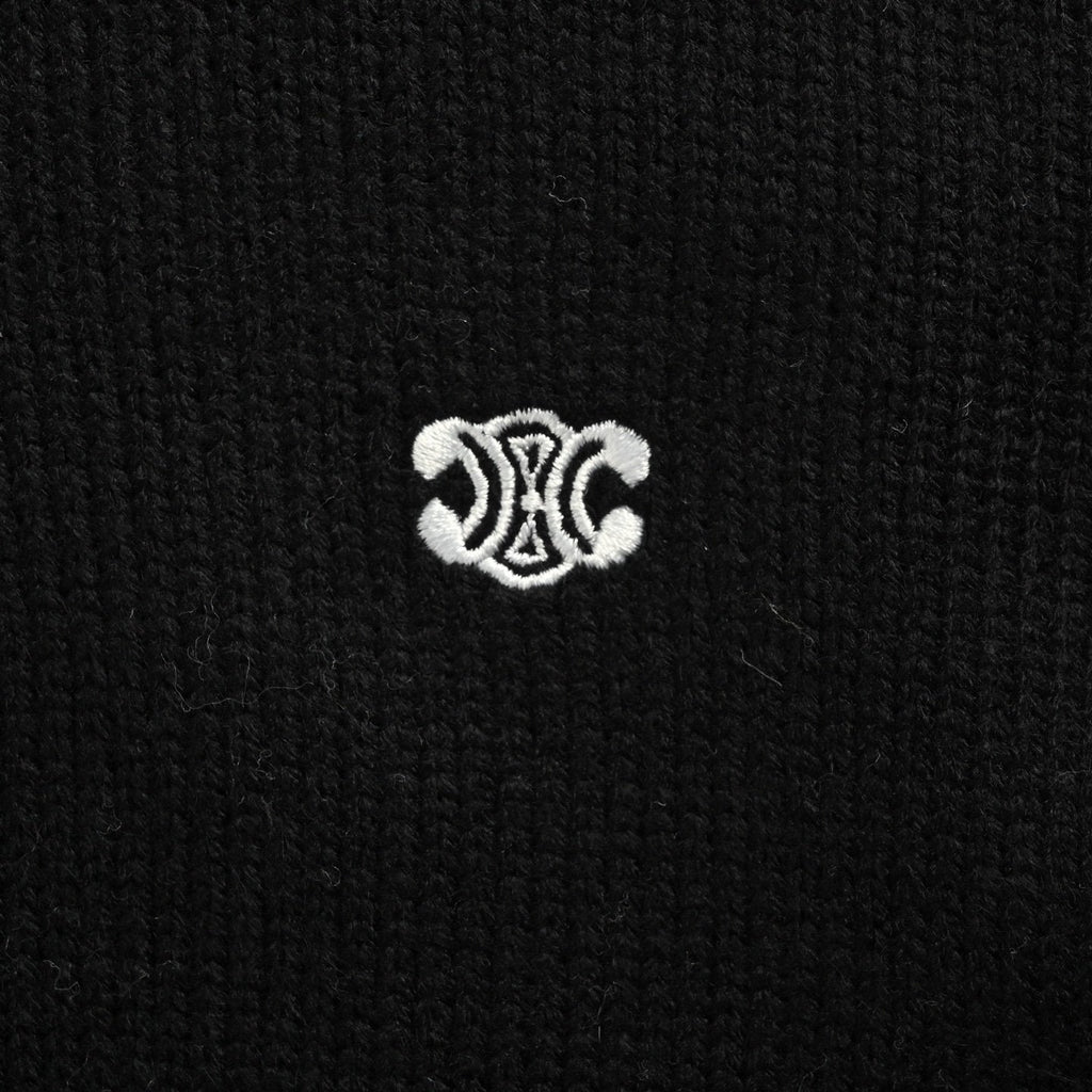 Celine Logo-Embroidered Wool & Cashmere Blend Half Zip Black – foto 4