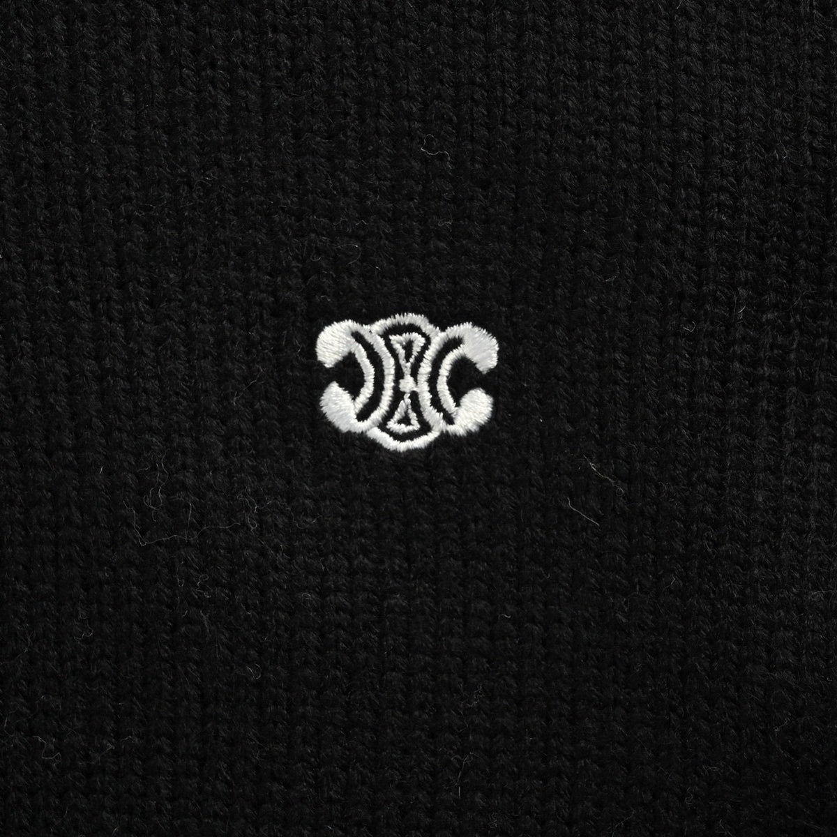 Celine Logo-Embroidered Wool & Cashmere Blend Half Zip Black – foto 4